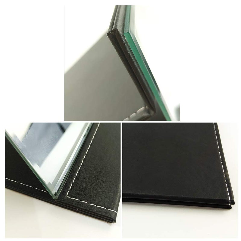 ZBEIVAN 10x7 Inches Portable Folding Makeup Mirror with Cosmetic Desktop Standing for Travel, Vanity Table, Room Decor, Beauty Gifts, Black - Image 4